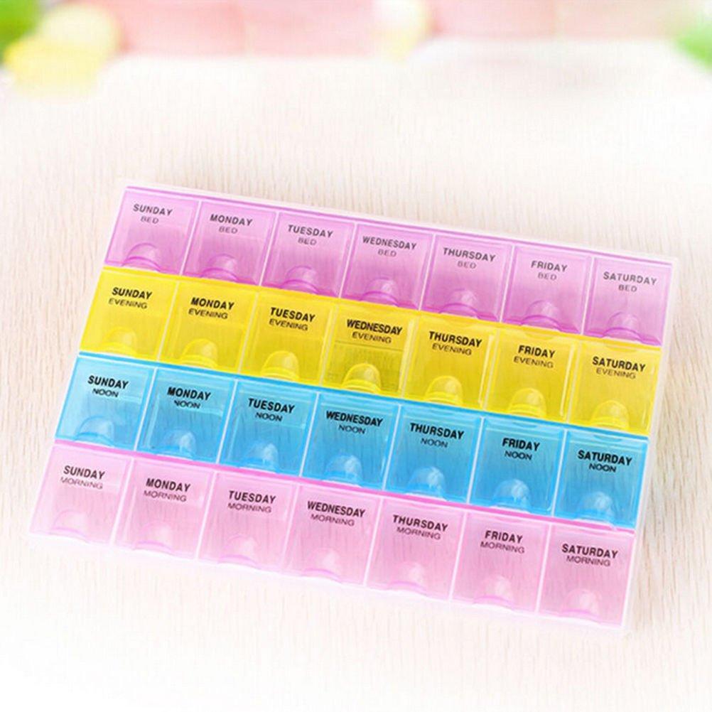 Practical pill box with separate sections for daily medication organization. Practical pill box with separate sections for daily medication organization.